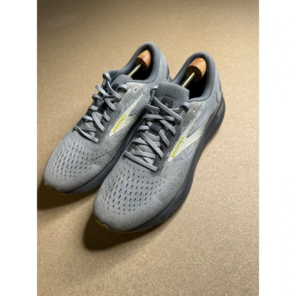 Brooks Ghost 15 Mens Road Running Shoes Grey Lime Green 1104181D040 Size 11 D